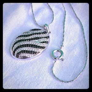 Zebra Stripe CZ Pendant Necklace